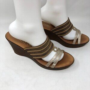 Italian Shoemakers Metallic Wedge Sandals 11
